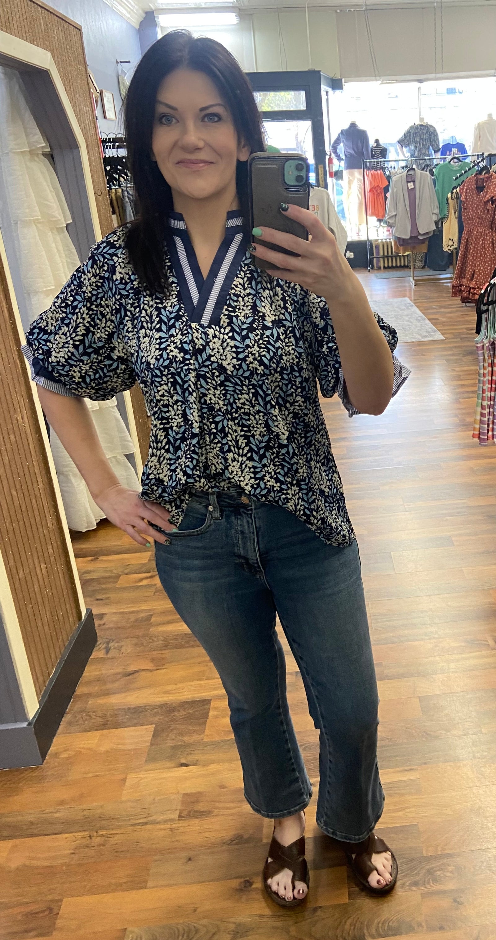 Midnight Garden Contrast Top
