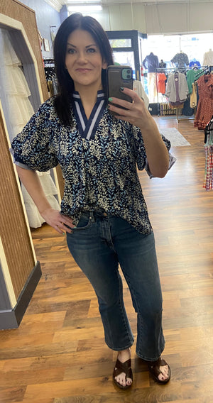 Midnight Garden Contrast Top