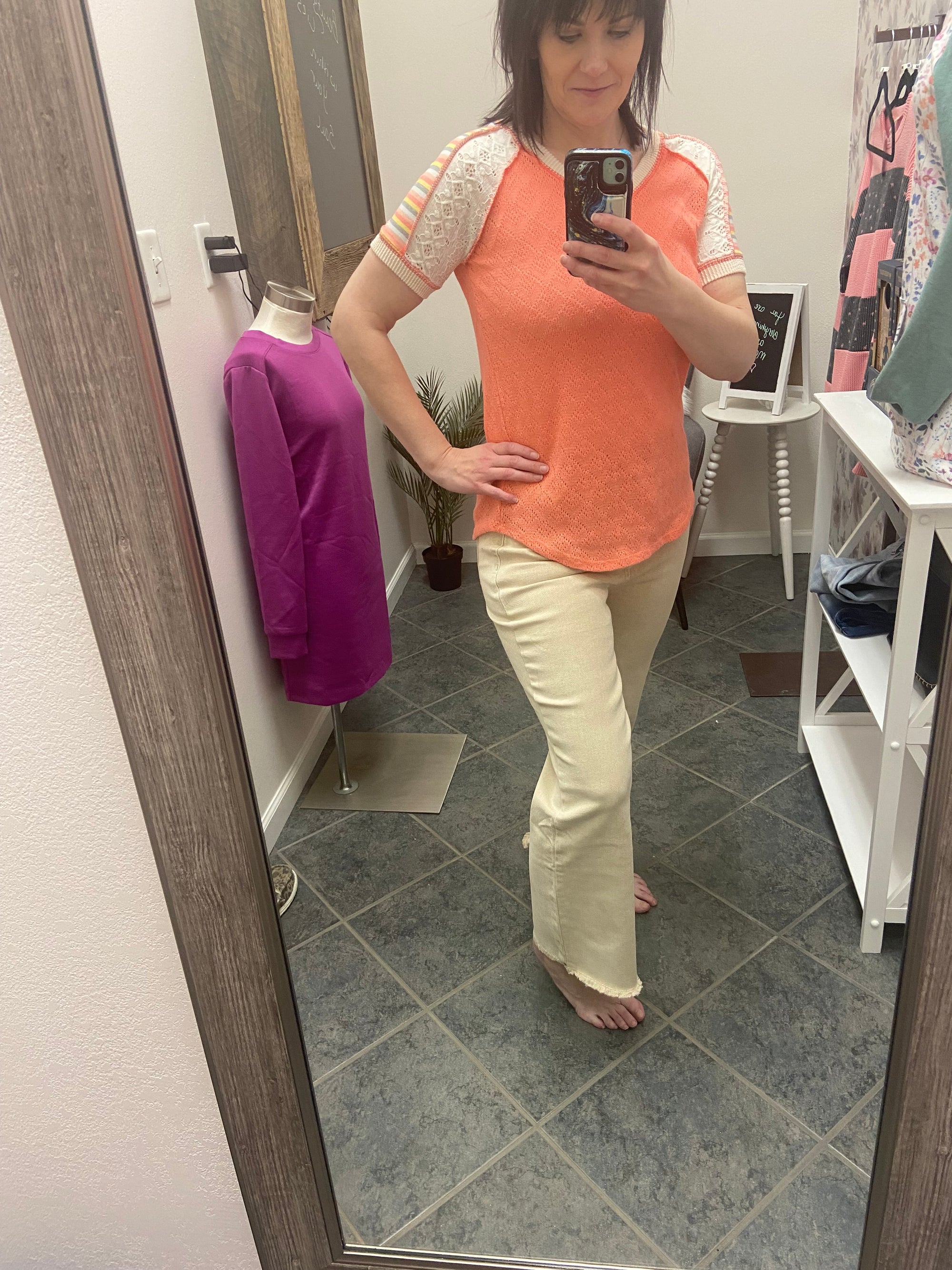 PATCHWORK DESIGN V NECK TOP