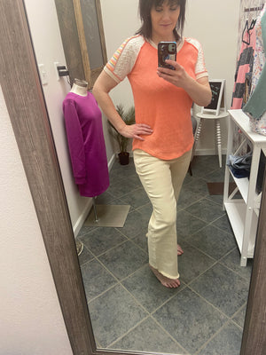 PATCHWORK DESIGN V NECK TOP