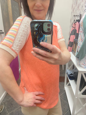 PATCHWORK DESIGN V NECK TOP