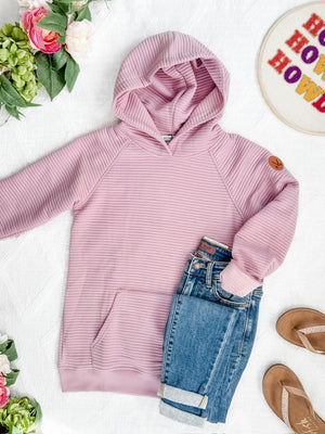 Timeless Textured Pullover Hoodie in Rose