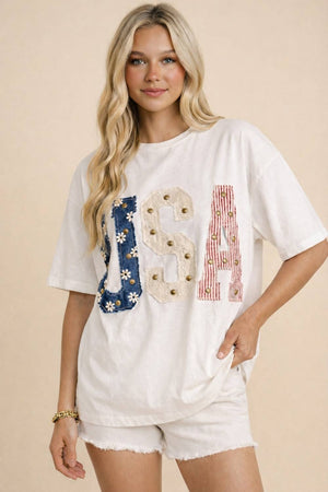 All American Mixed Media Graphic Tee
