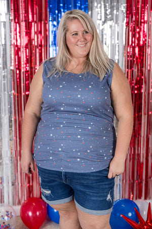 Ava Tank - Blue Liberty Stars- IN STORE