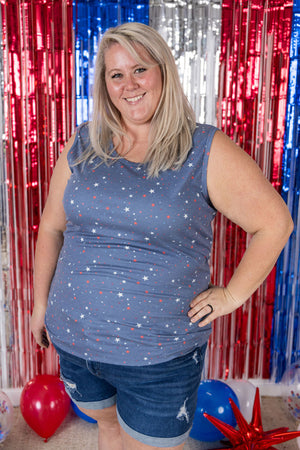 Ava Tank - Blue Liberty Stars- IN STORE