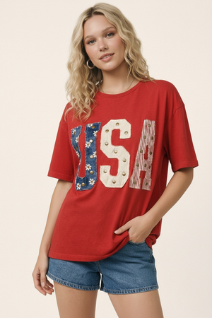 All American Mixed Media Graphic Tee