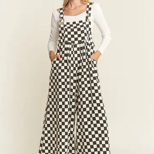 Check me out Checkered Wide Leg- Overalls