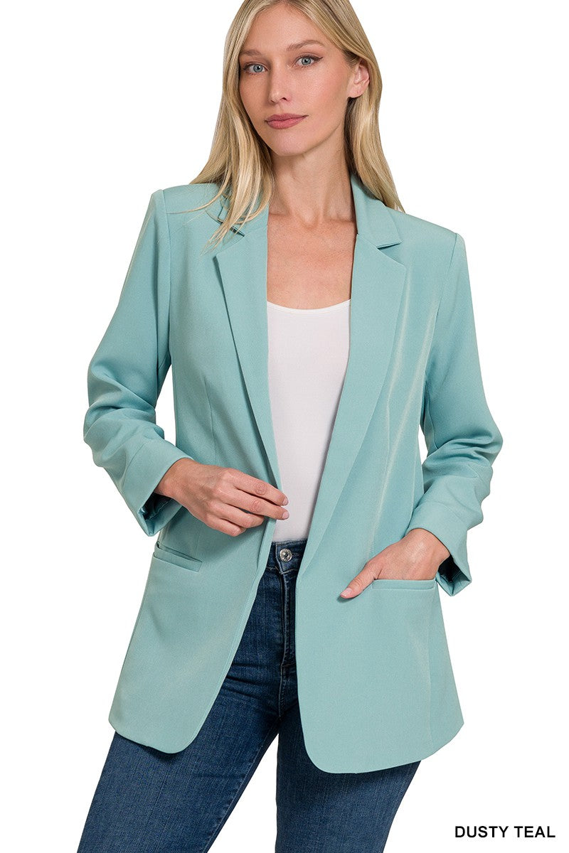 Long Sleeve Open Front Blazer