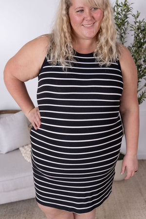 Ready for Vacay Mariah Ribbed Dress - Black Stripes
