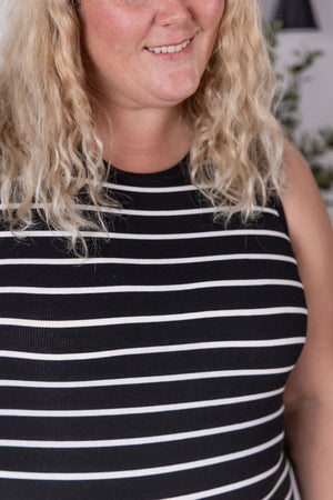 Ready for Vacay Mariah Ribbed Dress - Black Stripes