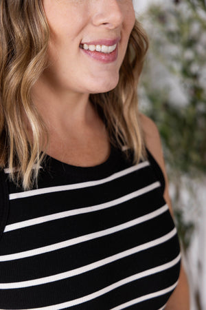 Ready for Vacay Mariah Ribbed Dress - Black Stripes