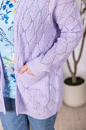 Open Knit Cardigan - Lavender