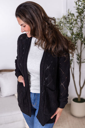Open Knit Cardigan - Black