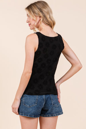 Daisy Textured Tank in Black