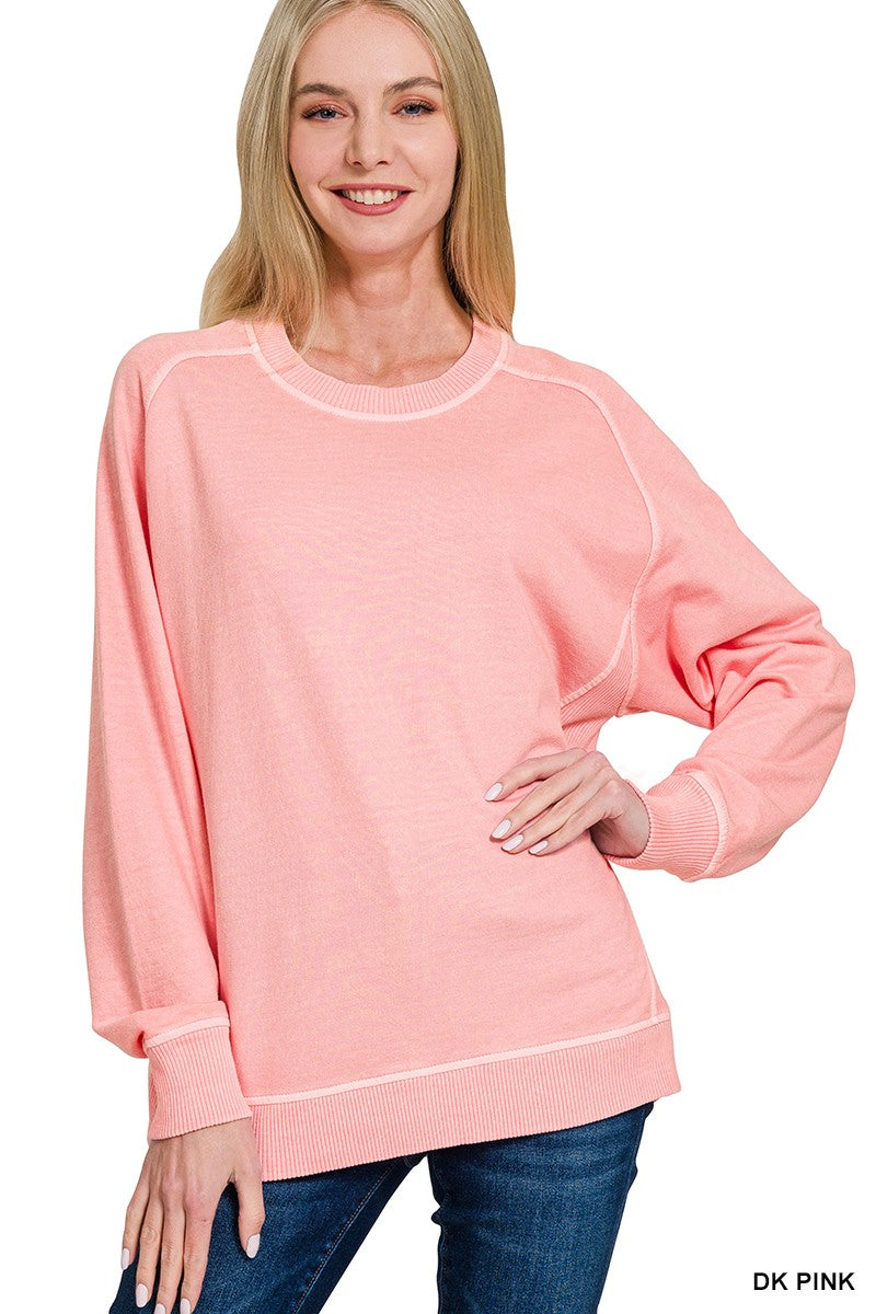 Relaxed Washed French Terry Pullover