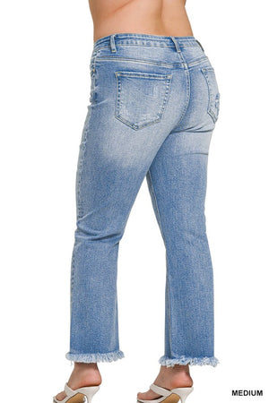 Zenana High Rise Straight Raw Hem Cropped Jeans