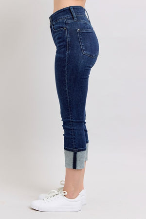 Judy Blue Double Waist Band Cuffed Capri's