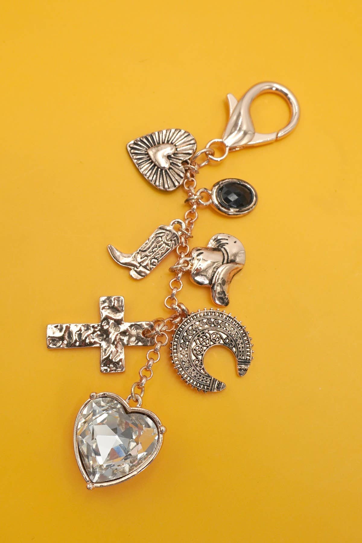 BAG KEY CHARM-HEART CROSS WESTERN BOOT