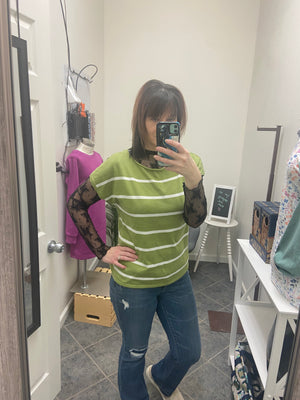 The Grass Is Greener Striped Pullover Sleeveless Sweater
