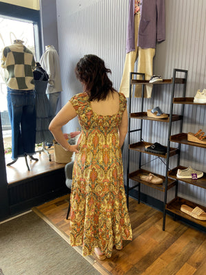 Boho Paisley Maxi Dress - Cream