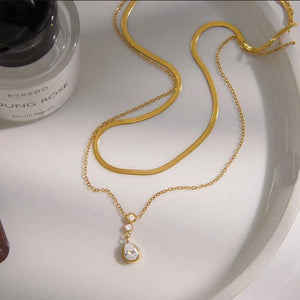 18K STAINLESS STEEL TARNISH FREE LAYERED NECKLACE