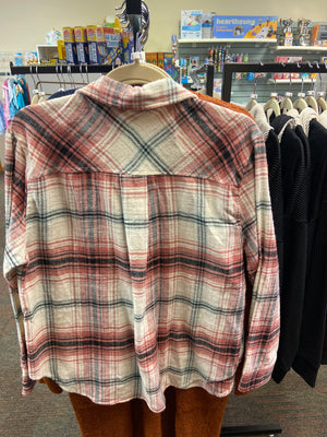 I heart you Plaid Fannel in Pink