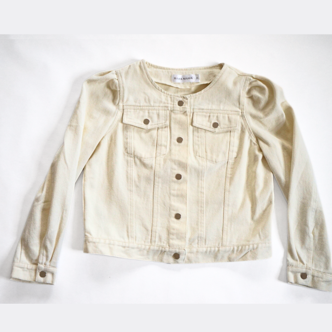 Ivory Cropped Denim Jacket