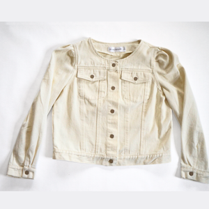 Ivory Cropped Denim Jacket