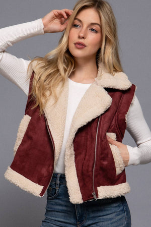 Sherpa Lined Faux Suede Vest