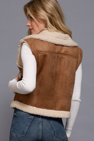 Sherpa Lined Faux Suede Vest