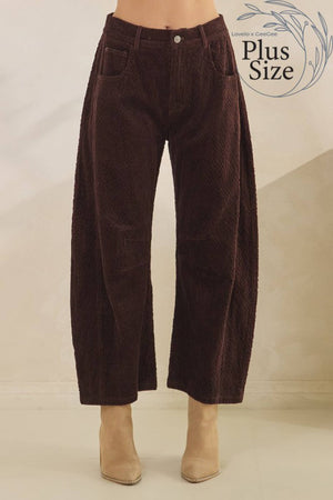 Corduroy Barrel-Leg Pants - Black