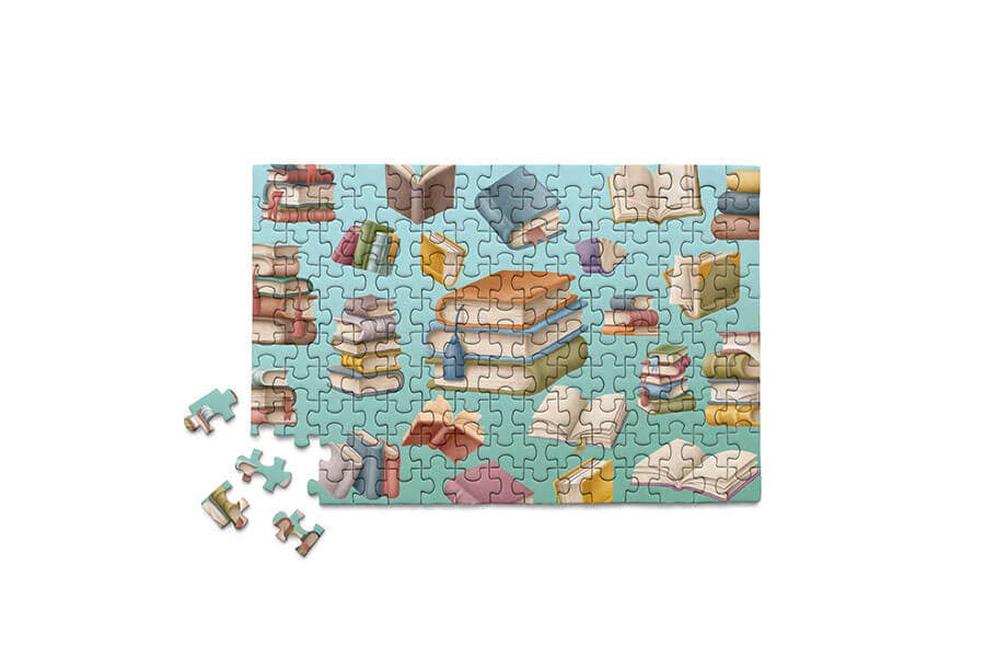 Book Collage back to school mini jigsaw puzzles