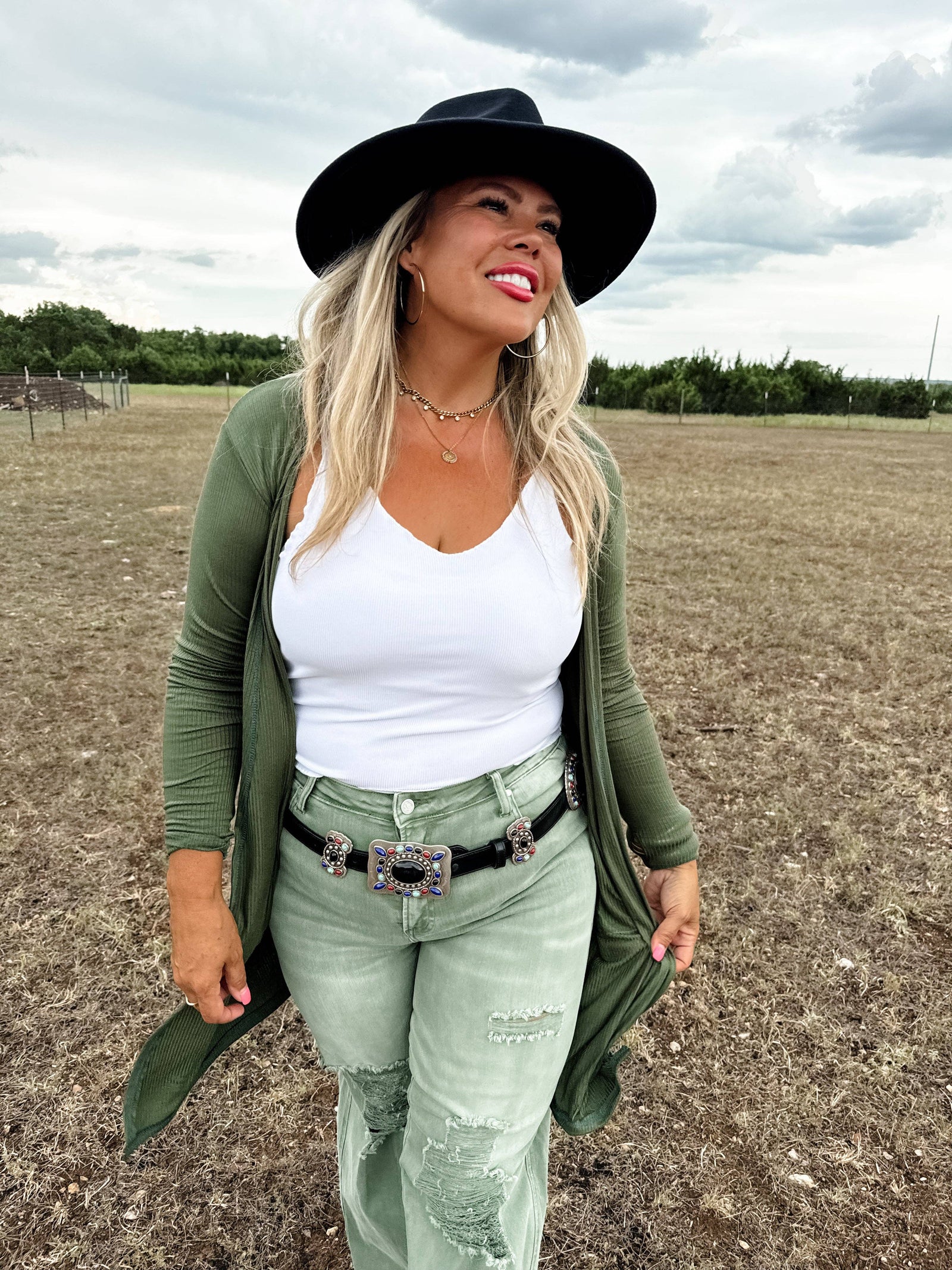 SIERRA RIBBED CARDIGANS: OLIVE