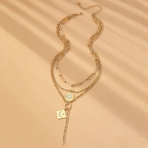 MULTI LAYER CELESTIAL MOON CHARM NECKLACE