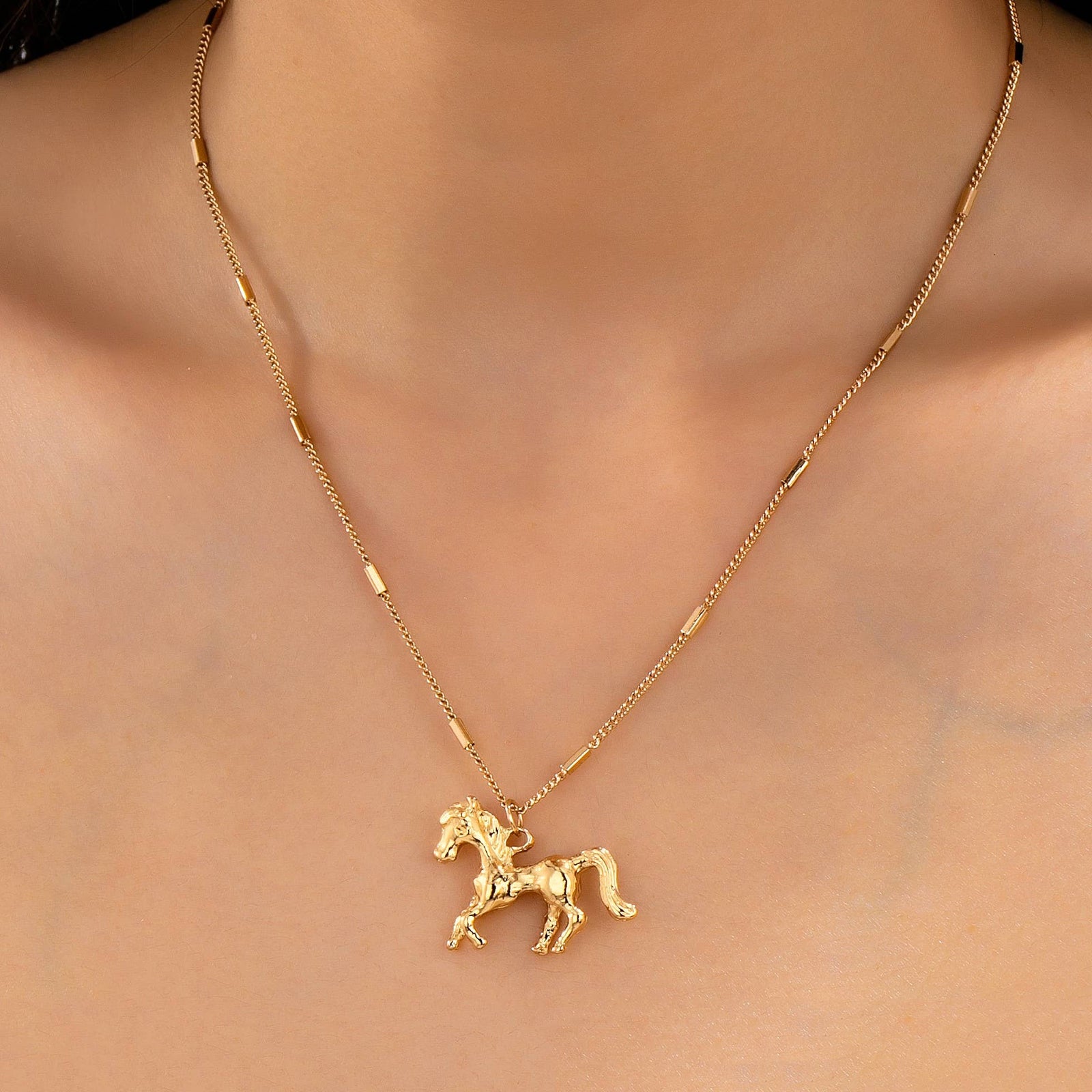 Gold Horse Pendant Necklace