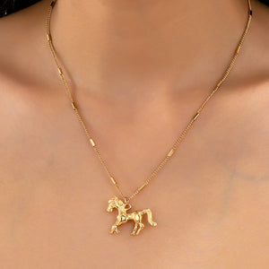 Gold Horse Pendant Necklace