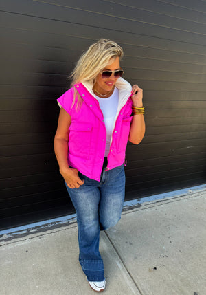 MADDOX REVERSIBLE PUFFER VEST: BLACK/IVORY