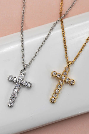 18K STAINLESS STEEL TARNISH FREE CROSS NECKLACE