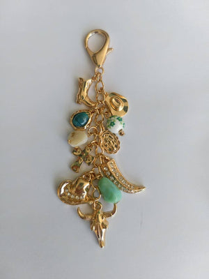 WESTERN PORCELAIN CROSS BOOT COWBOY HAT BAG CHARM