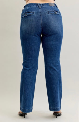 Judy Blue High Waisted Flares with Pin Tuck Detail