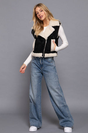 Sherpa Lined Faux Suede Vest