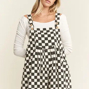Check me out Checkered Wide Leg- Overalls
