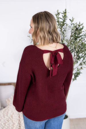 Bethany Bow Sweater in Burgundy