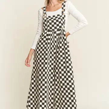 Check me out Checkered Wide Leg- Overalls