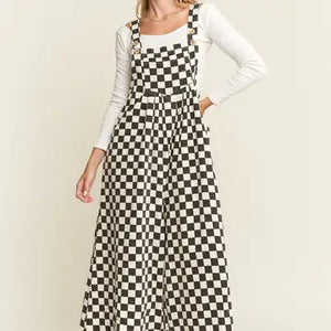 Check me out Checkered Wide Leg- Overalls