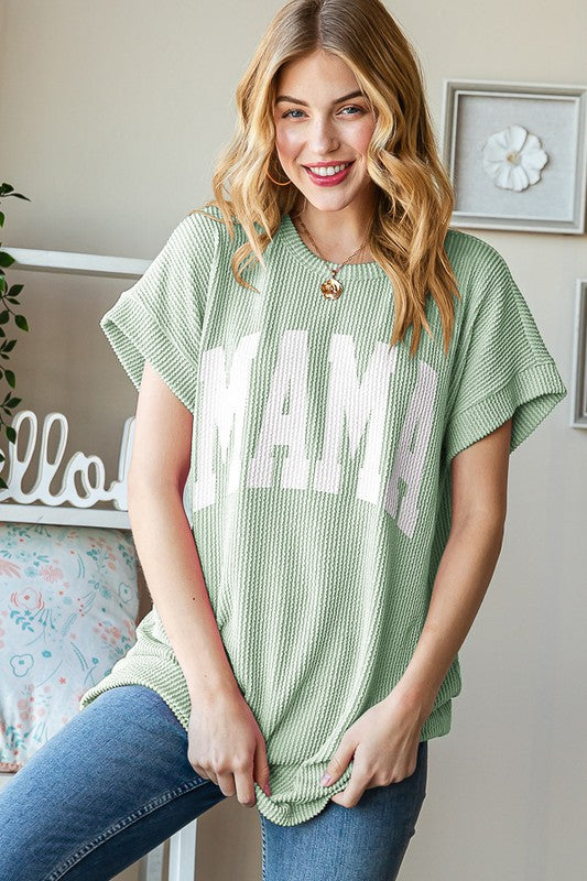 Corded Short Sleeve Mama Tee in Avocado