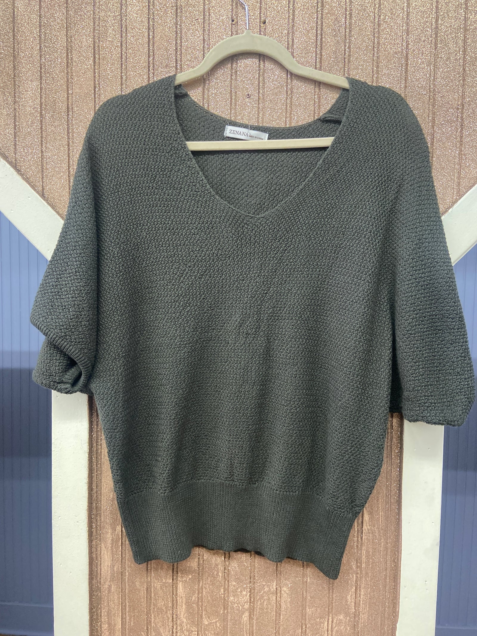 Zenana V-Neck Dolman Sleeve Lightweight Sweater