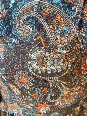 Boho Paisley Midi Dress - Black