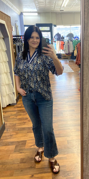 Midnight Garden Contrast Top