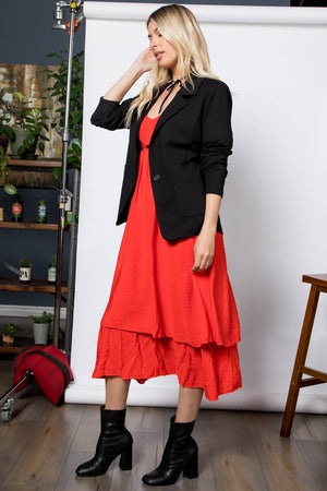 Ponte One Button Blazer in Slate Black